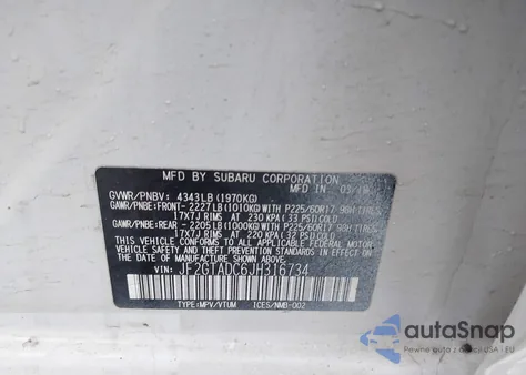 2018 Subaru Crosstrek 2.0I Premium from USA, damaged, VIN JF2GTADC6JH316734